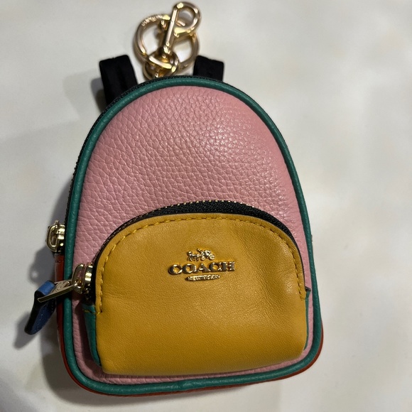 Coach Accessories - Coach Mini Court Backpack Key Fob Bag Charm Colorblock C7802